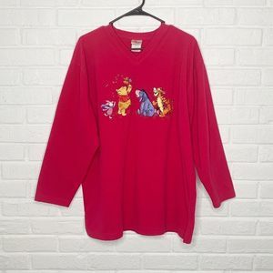 Disney Magenta Pink Winnie the Pooh, Piglet, Eeyore, Tigger Cozy Fleece Sweater